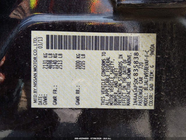 2013 Nissan MAXIMA 3.5 SV photo 9