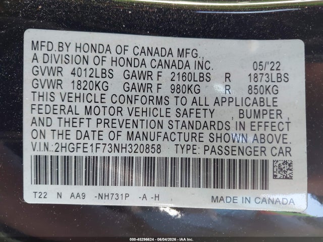 صورة 9 لـ 2022 Honda CIVIC EX