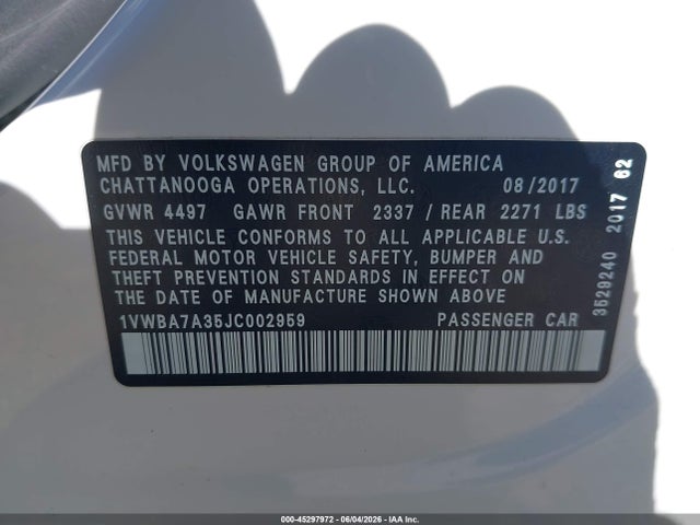 2018 Volkswagen PASSAT 2.0T SE 照片 9