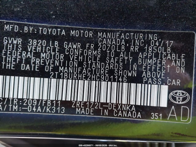 2017 TOYOTA COROLLA L/LE/XLE/SE/XSE 9