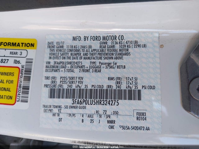 2017 FORD FUSION HYBRID SE 9