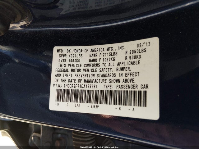 2013 Honda ACCORD EX photo 9