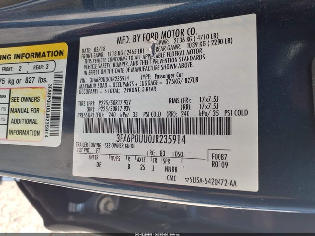 2018 FORD FUSION HYBRID S — фото 9