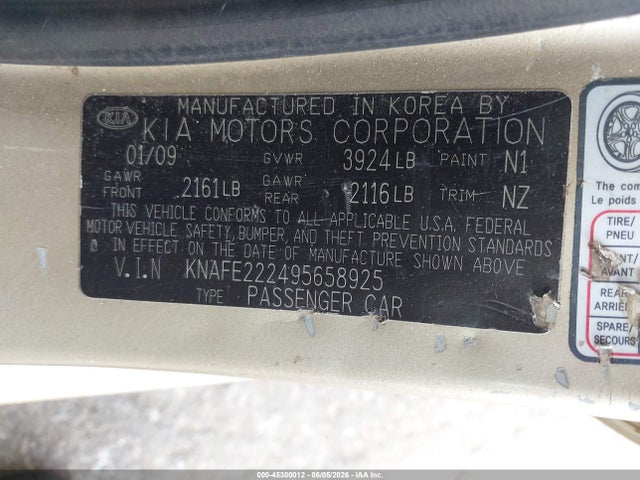 2009 KIA SPECTRA EX 照片 9