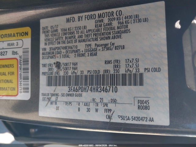 صورة 9 لـ 2017 FORD FUSION SE