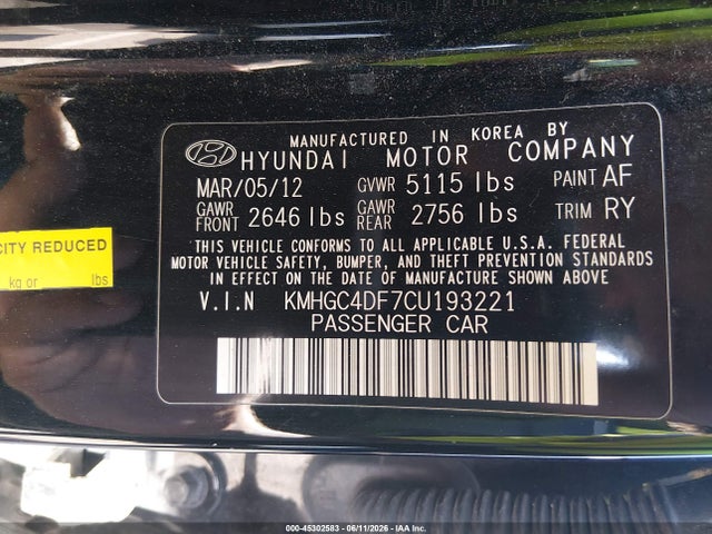 2012 Hyundai GENESIS 4.6 照片 9