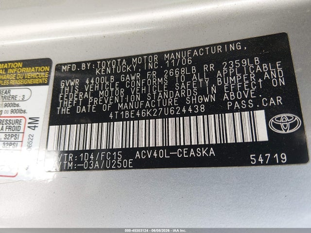 2007 Toyota CAMRY SE 照片 9