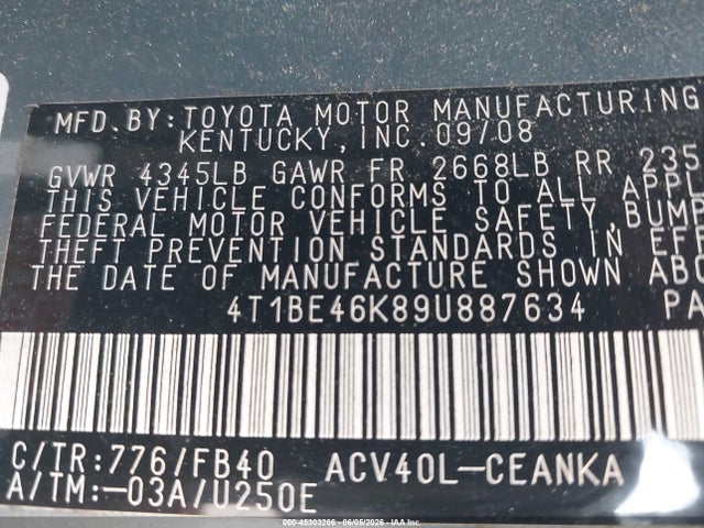 2009 Toyota CAMRY LE photo 9