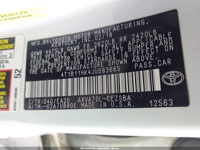 2018 Toyota CAMRY SE photo 9