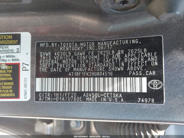 2017 Toyota CAMRY SE photo 9