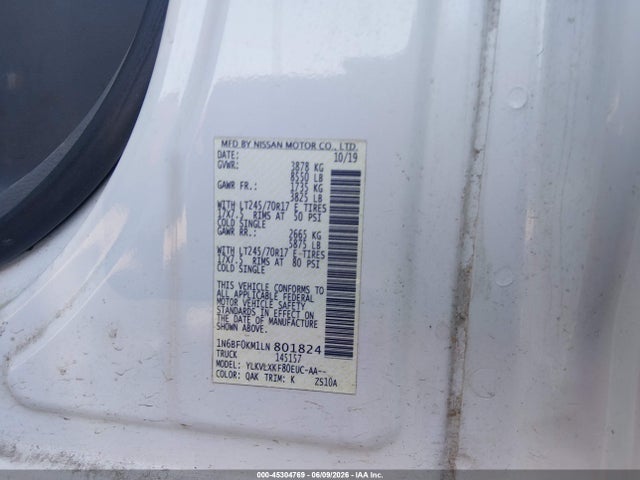 2020 NISSAN NV CARGO NV1500 SV STANDARD ROOF V6 9