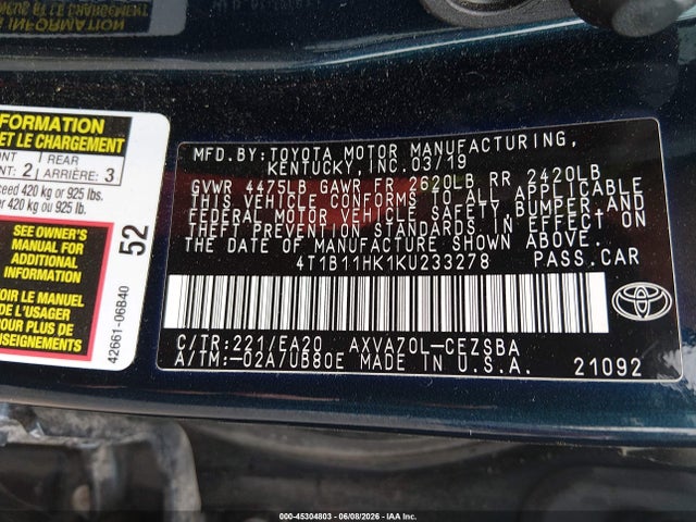 صورة 9 لـ 2019 Toyota CAMRY SE