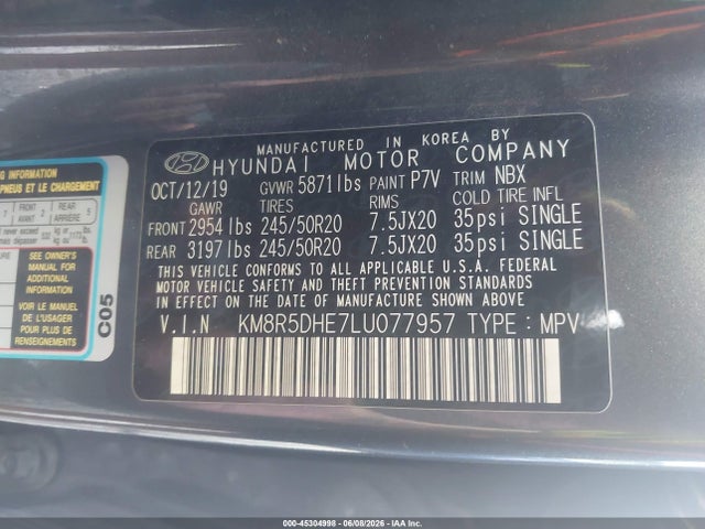 2020 HYUNDAI PALISADE LIMITED 9