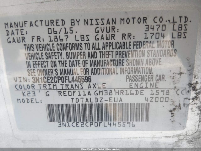 2015 Nissan VERSA NOTE SV 照片 9