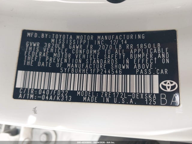 2015 Toyota COROLLA S PLUS 照片 9