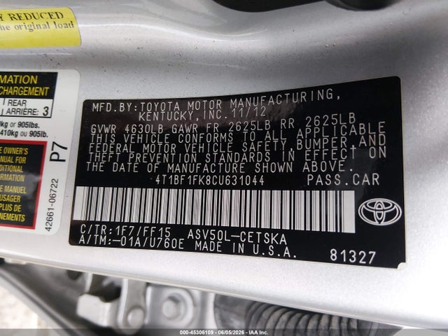 صورة 9 لـ 2012 Toyota CAMRY SE