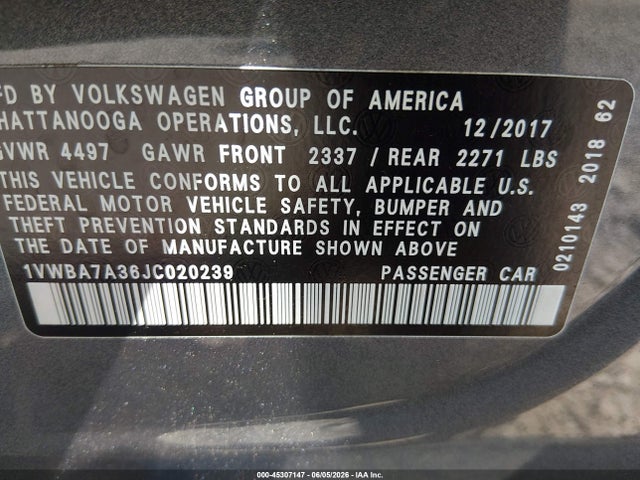 2018 Volkswagen PASSAT 2.0T SE 照片 9