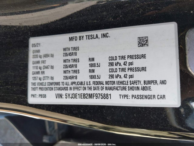 2021 Tesla MODEL 3 LONG RANGE 照片 9