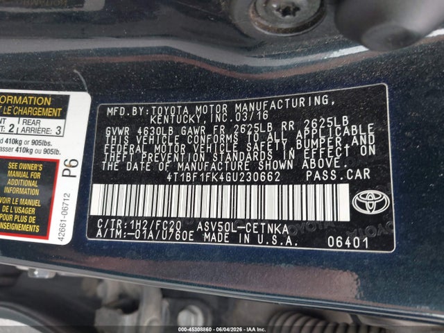 2016 Toyota CAMRY LE thumbnail 9