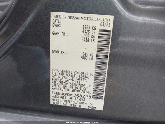 صورة 9 لـ 2021 Nissan ALTIMA SR FWD