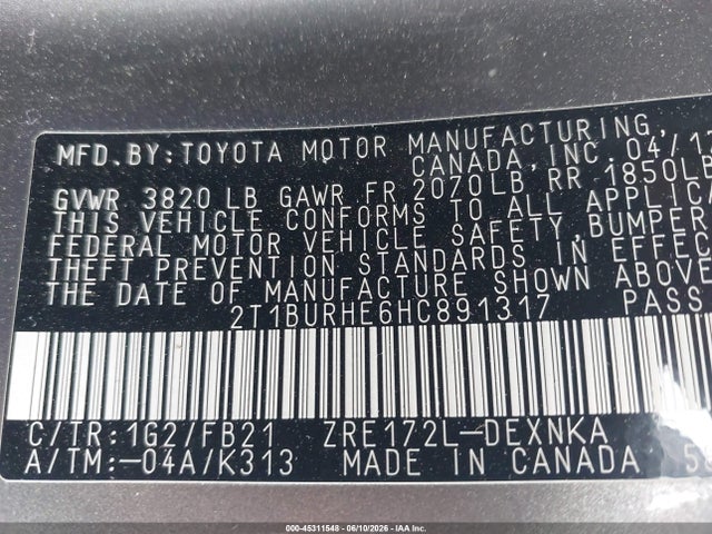 2017 Toyota COROLLA LE photo 9