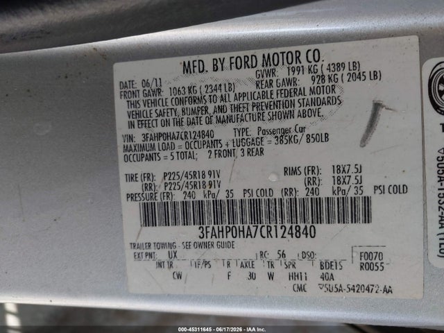 صورة 9 لـ 2012 FORD FUSION SE