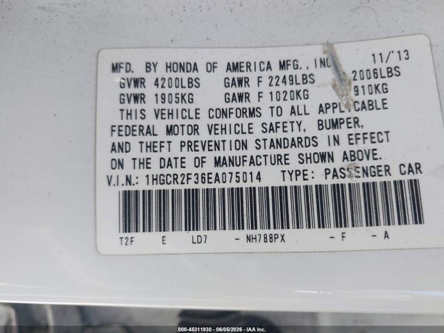2014 Honda ACCORD LX 照片 9