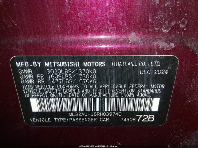 2024 Mitsubishi MIRAGE ES/LE photo 9