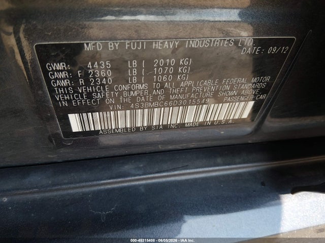 2013 Subaru LEGACY 2.5I PREMIUM — фото 9