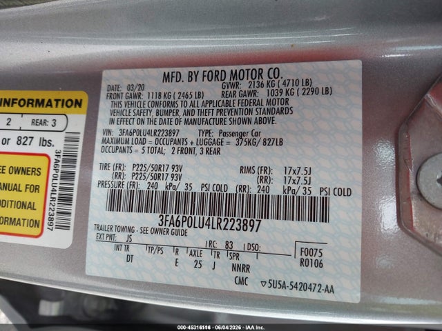 صورة 9 لـ 2020 FORD FUSION HYBRID SE