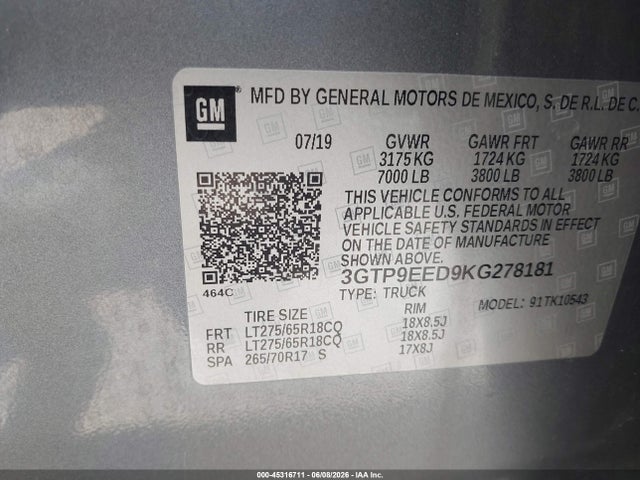 2019 GMC SIERRA 1500 AT4 9