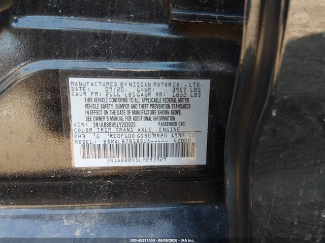 2020 Nissan SENTRA S XTRONIC CVT 照片 9