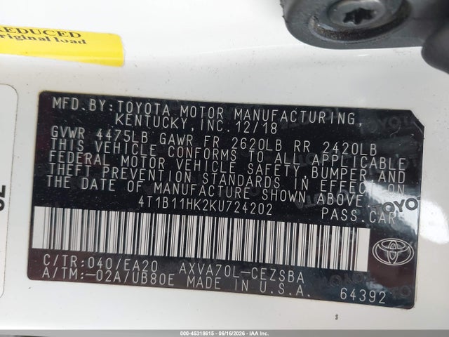 2019 Toyota CAMRY SE 照片 9