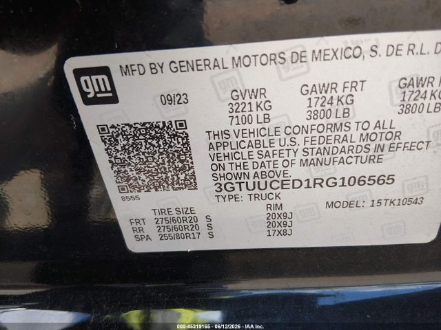2024 GMC SIERRA 1500 4WD SHORT BOX ELEVATION WITH 3SB 照片 9