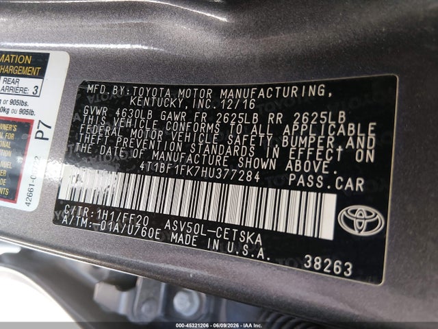 2017 Toyota CAMRY SE 照片 9