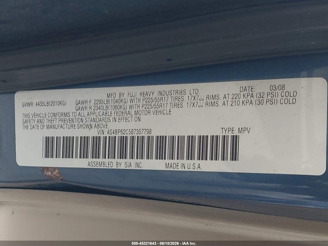 2008 Subaru OUTBACK 2.5I LIMITED/2.5I LIMITED L.L. BEAN EDITIO — фото 9