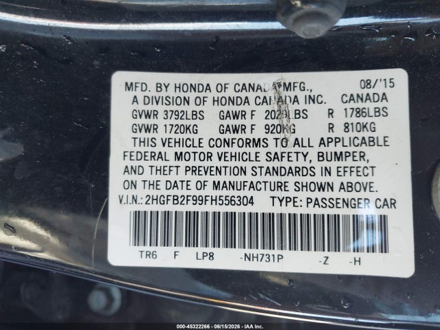 2015 Honda CIVIC EX-L 照片 9
