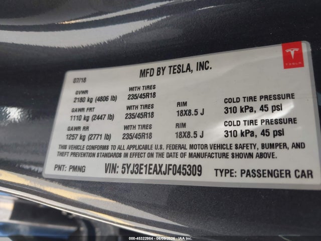 2018 Tesla MODEL 3 LONG RANGE/MID RANGE — фото 9