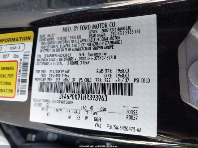 2017 FORD FUSION TITANIUM 照片 9