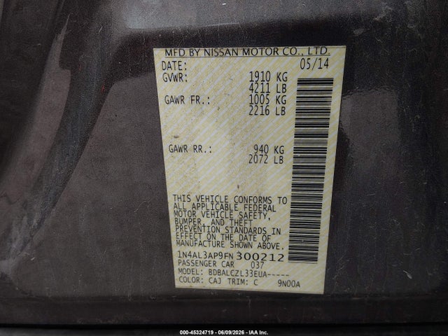 2015 Nissan ALTIMA 2.5/2.5 S/2.5 SL/2.5 SV — фото 9