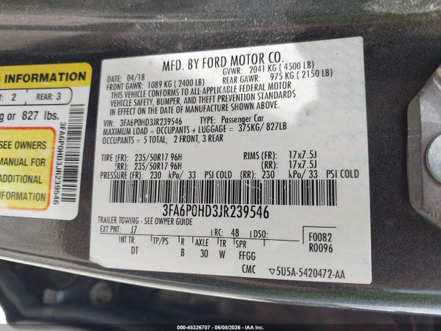 صورة 9 لـ 2018 FORD FUSION SE