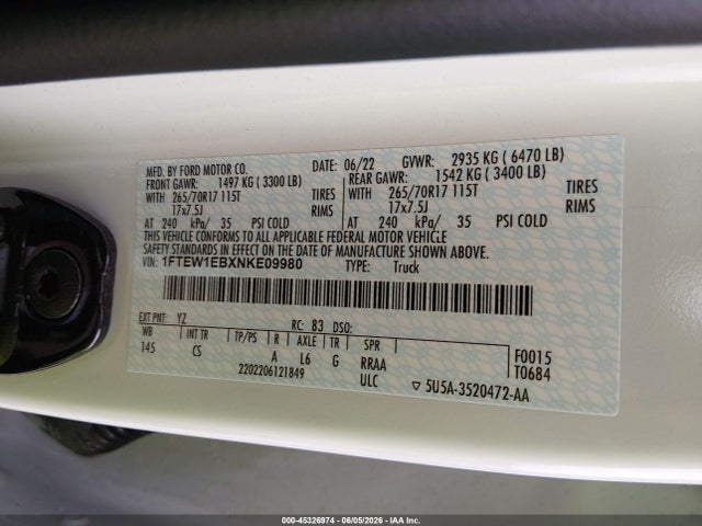 صورة 9 لـ 2022 FORD F-150 XL