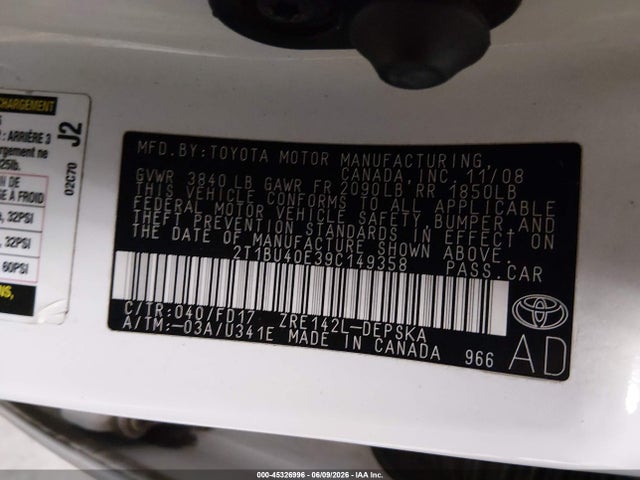 2009 Toyota COROLLA S 照片 9