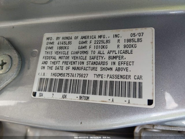 2007 Honda ACCORD 2.4 EX photo 9