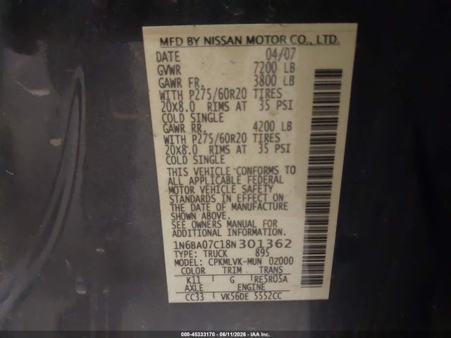 2008 Nissan TITAN LE 照片 9