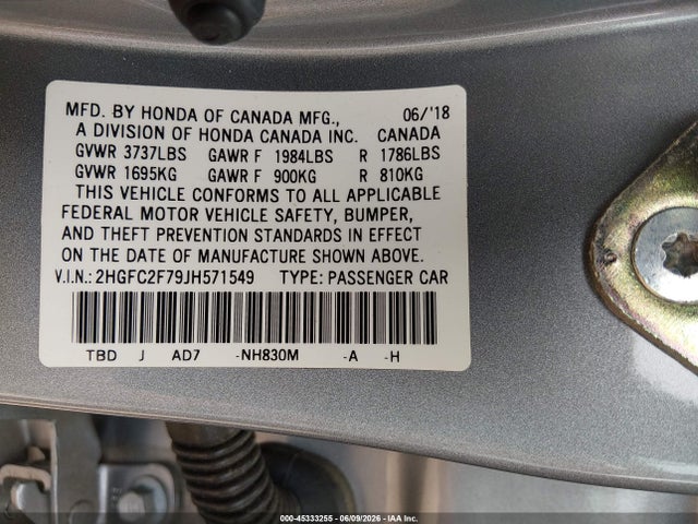 2018 Honda CIVIC EX 缩略图 9