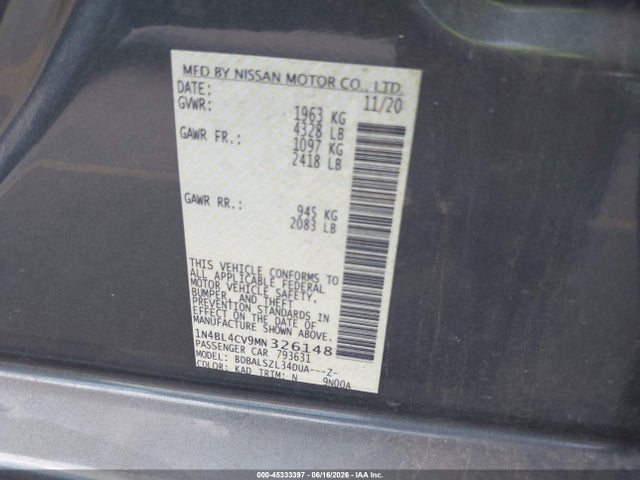 2021 Nissan ALTIMA SR FWD photo 9