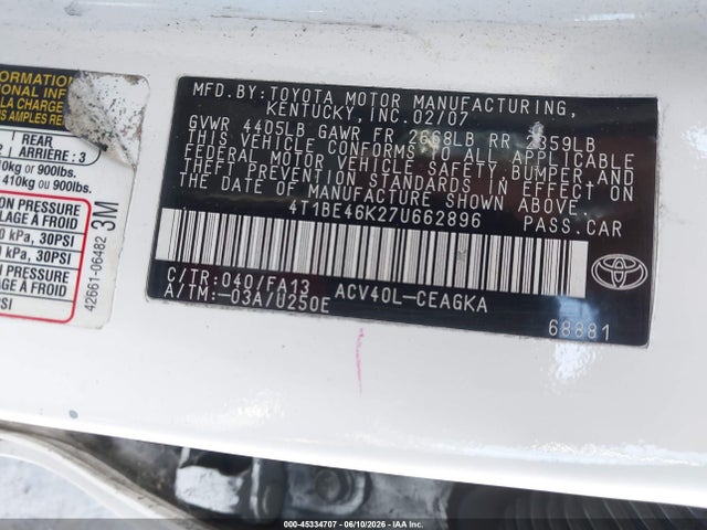 صورة 9 لـ 2007 Toyota CAMRY XLE