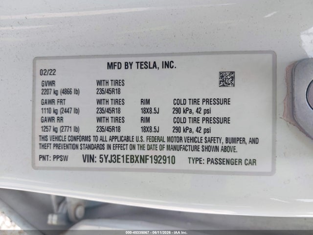 صورة 9 لـ 2022 Tesla MODEL 3 LONG RANGE DUAL MOTOR ALL-WHEEL DRIVE
