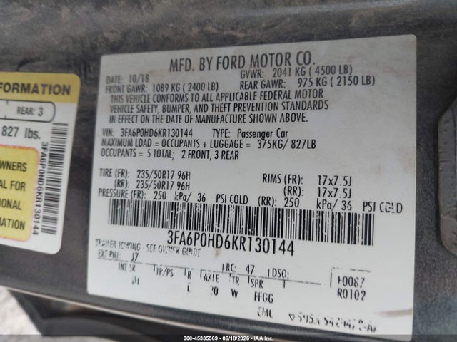 2019 FORD FUSION SE 9
